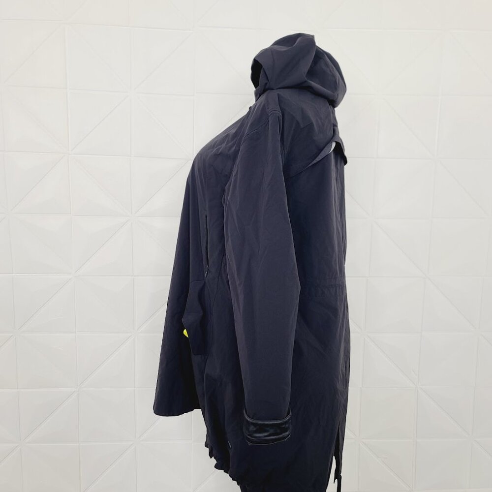 Lululemon Women's Black Hooded Long Full Zip Nylon Over Rain Parka Jacket Sz 10 - Picture 5 of 9